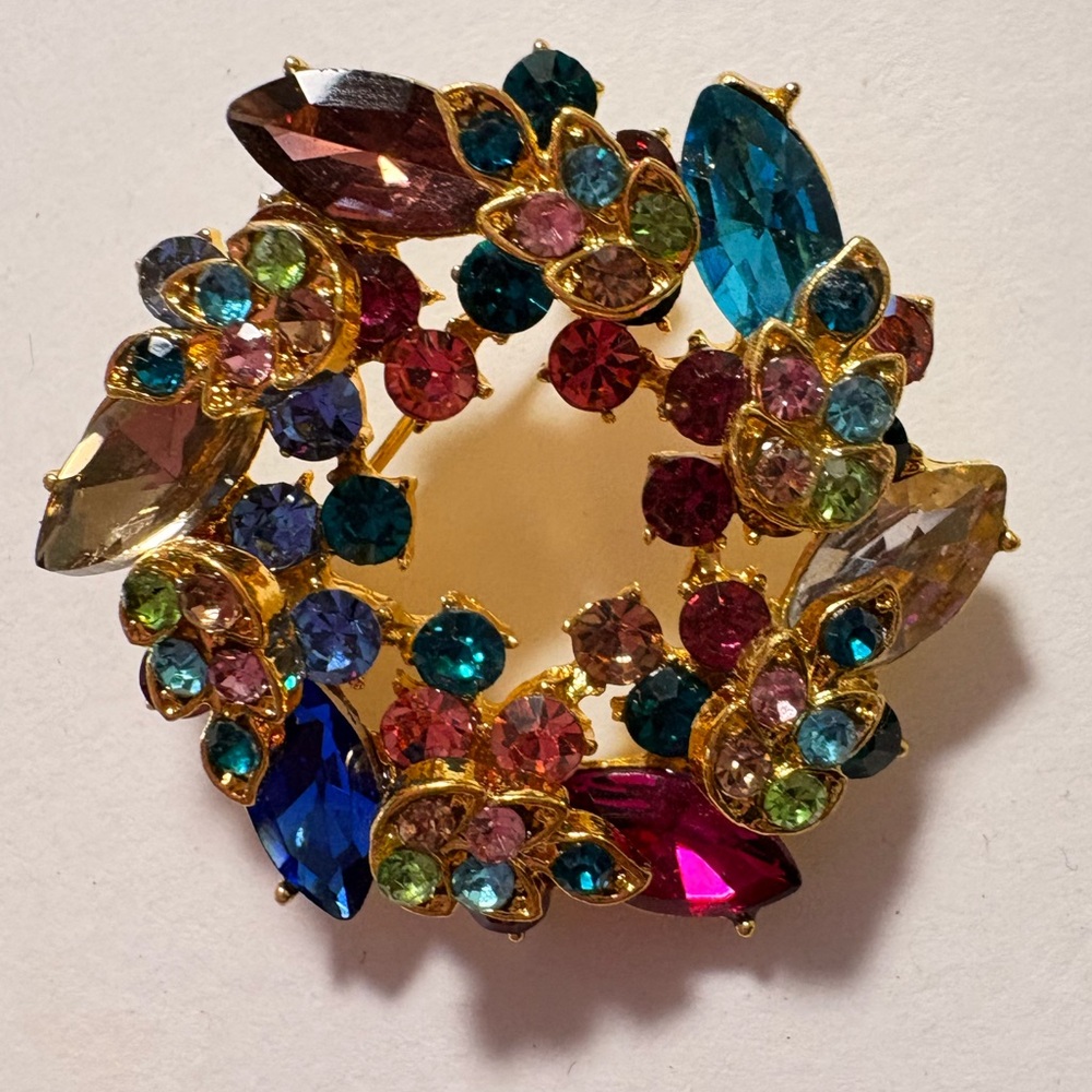 Vibrant Multicolor rhinestone Crystal Brooch